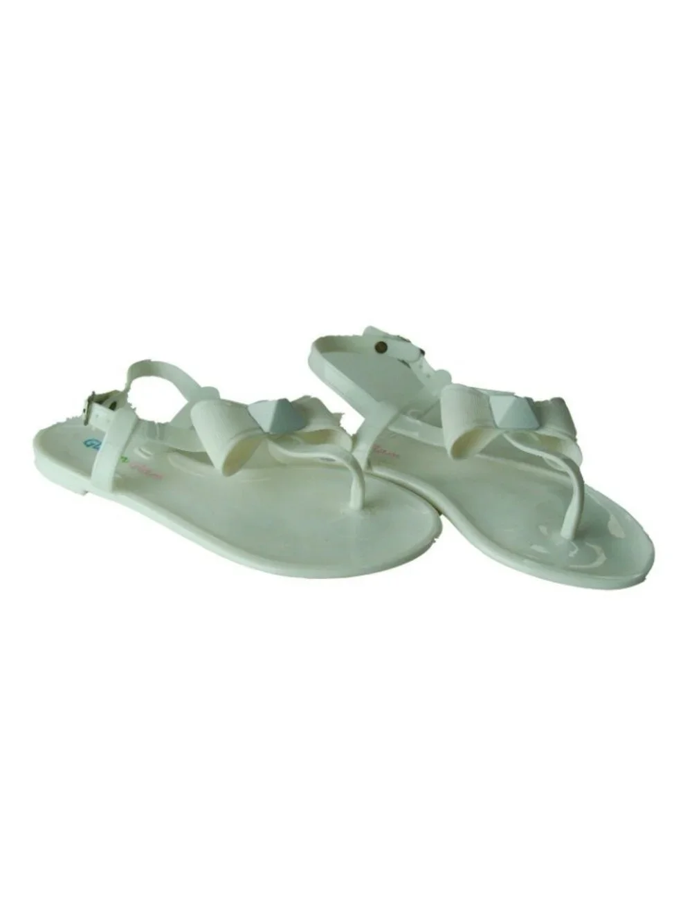 White Bow Jelly Sandals Size 2 Glitz N Glam